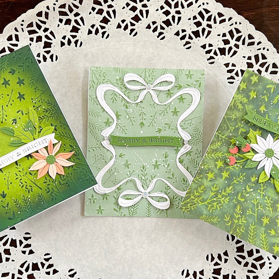 Three Unique Background Looks With Stars And Fronds Frame 3d Embossing Folder