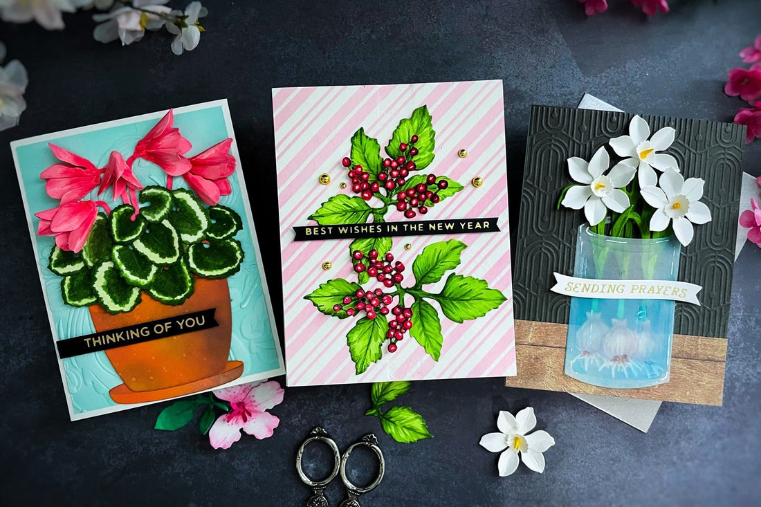 Trio Cards Featuring the Winter’s Grace Garden Collection