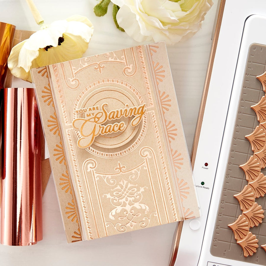 Two Tones Hot Foil Techniques + Elegant Becca Feeken Clear Card | Spellbinders Live