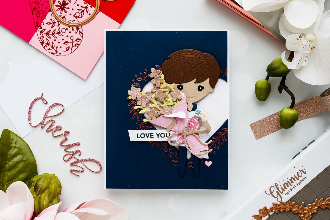 Valentine's Day Card with January Small, Large Dies  & Glimmer Hot Foil Kit of the Month