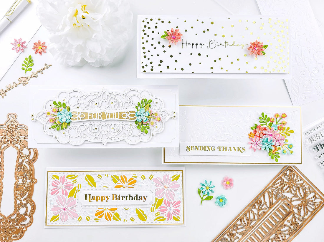 Slimline Card Ideas with Slimline collection and Yasmin Diaz