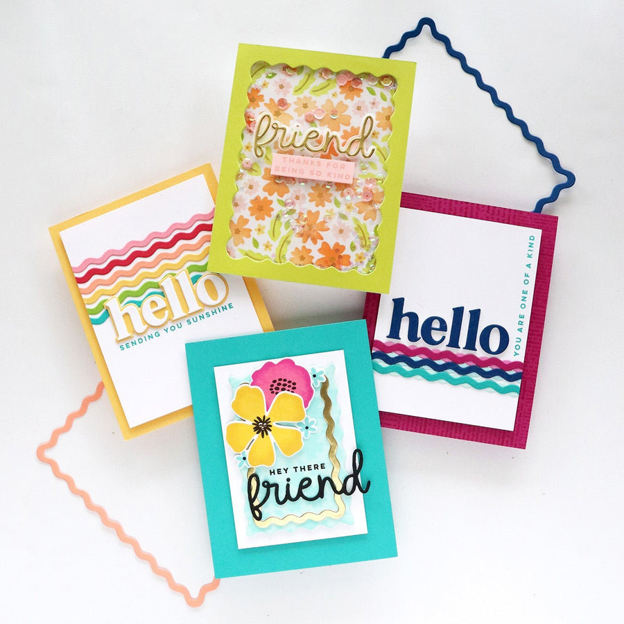 squiggly rectangle frame die cards