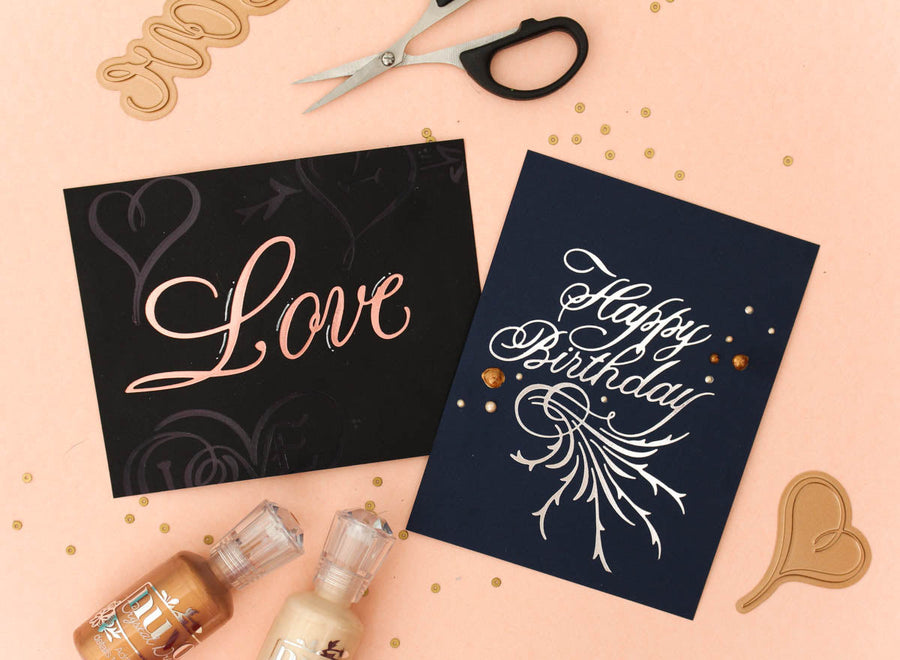 Paul Antonio Glimmer Plates Inspiration | One Layer Cards with Zinia