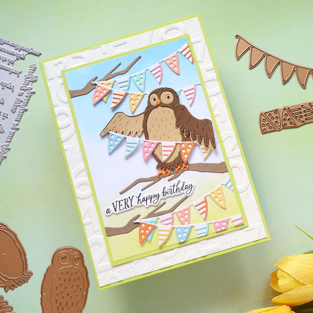 A Very Happy Birthday Sentiments Press Plate & Die Set