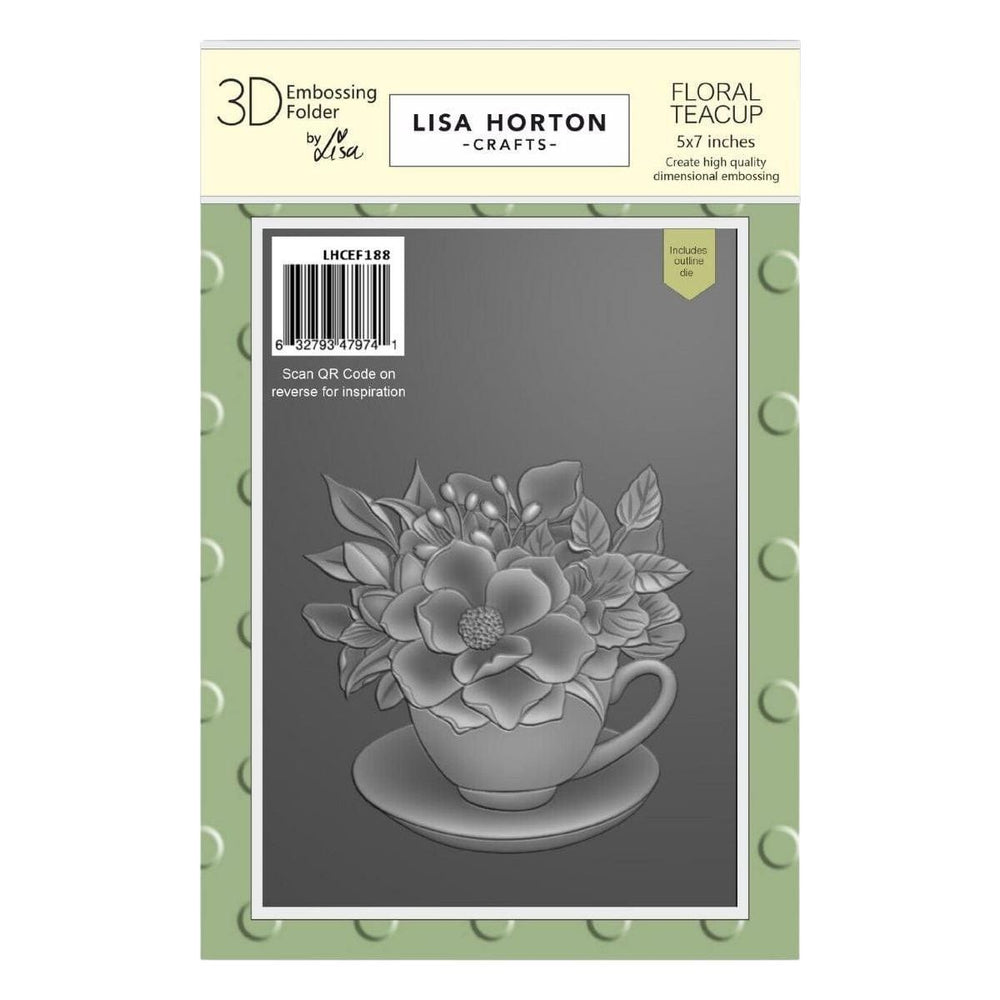 Lisa Horton Crafts - Floral Teacup 5" x 7" Embossing Folder with Die