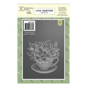 Lisa Horton Crafts - Floral Teacup 5" x 7" Embossing Folder with Die