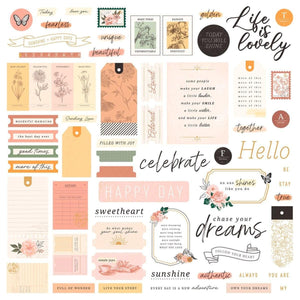 Rosie's Studio Golden Afternoon Cardstock Diecut Ephemera - Sentiments