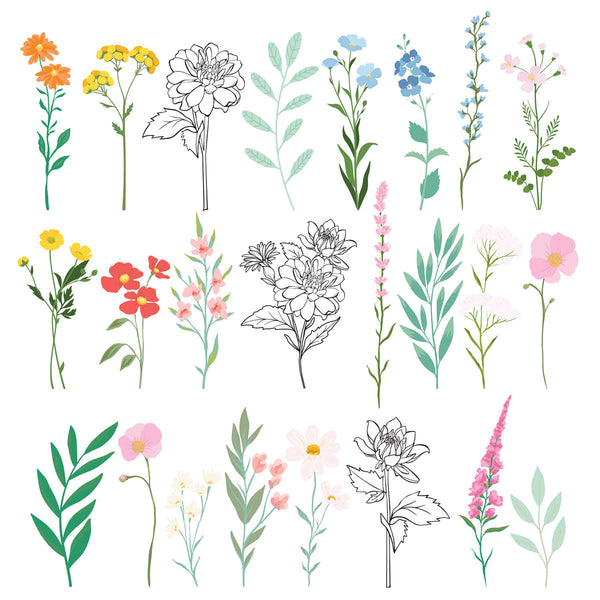 Rosie's Studio Breakfast In Bed Die Cut Floral Stickers