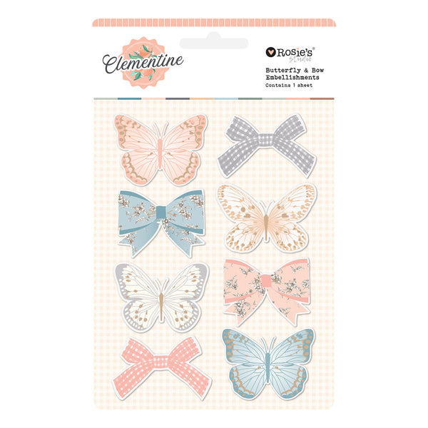 Rosie's Studio Clementine Butterfly & Bow Embellishment Stickers