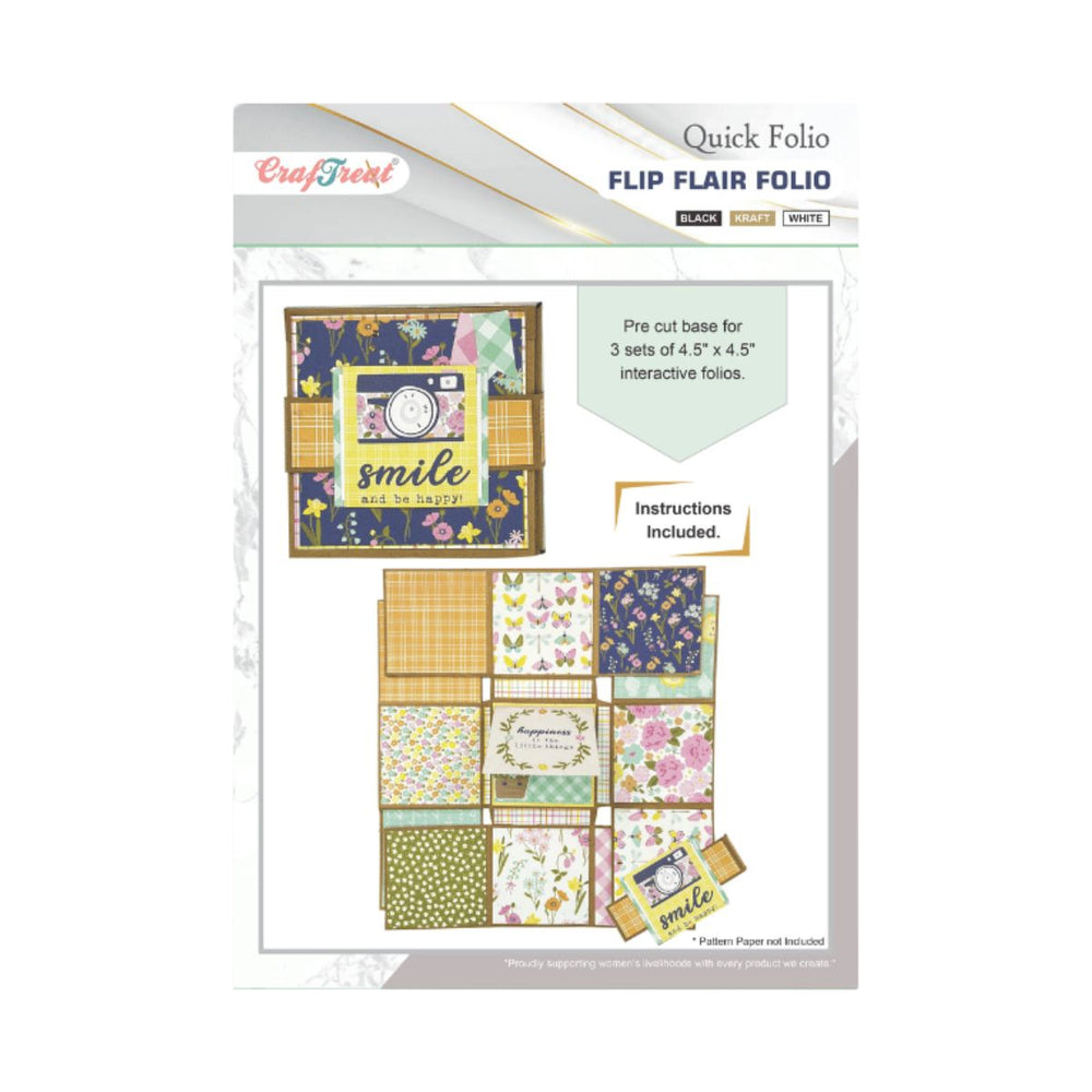 Quick Folio - Flip Flair Folio - Black, Kraft and White (3 PK)