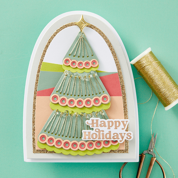 Stitched Holiday Tree Etched Dies from the Stitched Bright Collection