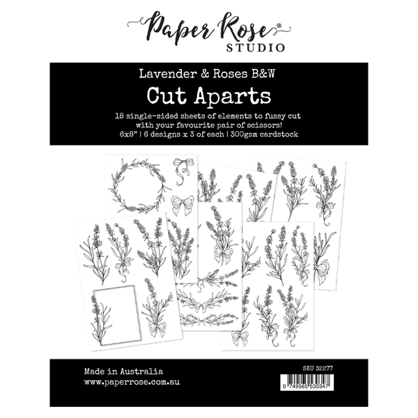 Paper Rose - B & W Lavender & Roses Die Cuts