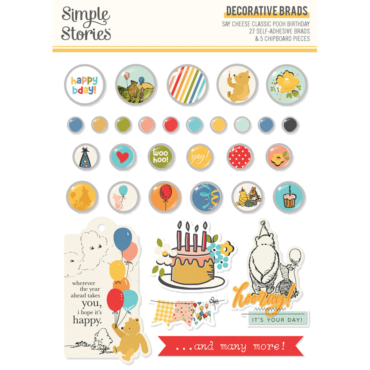Simple Stories Say Cheese Classic Pooh Birthday - Decorative Brads