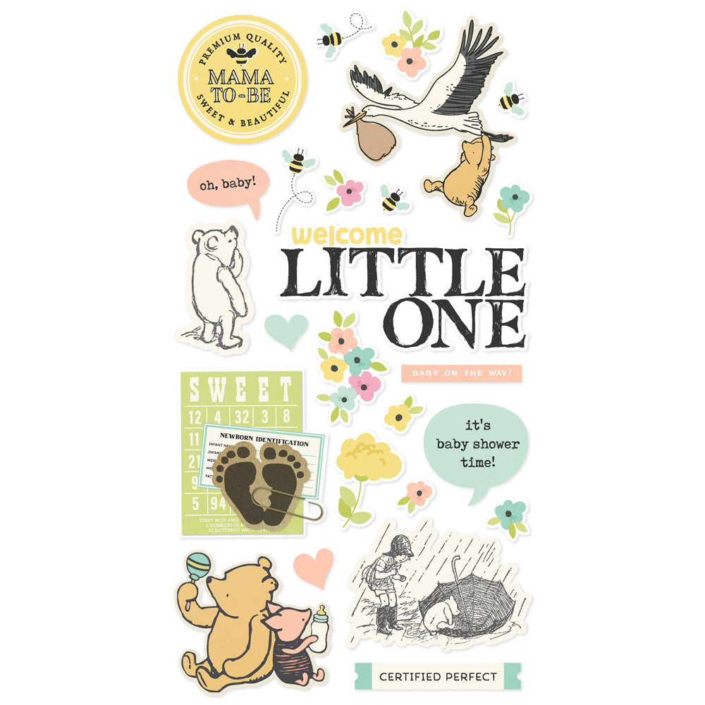 Simple Stories Say Cheese Classic Pooh Baby 6 x 12" Chipboard Sticker Sheet