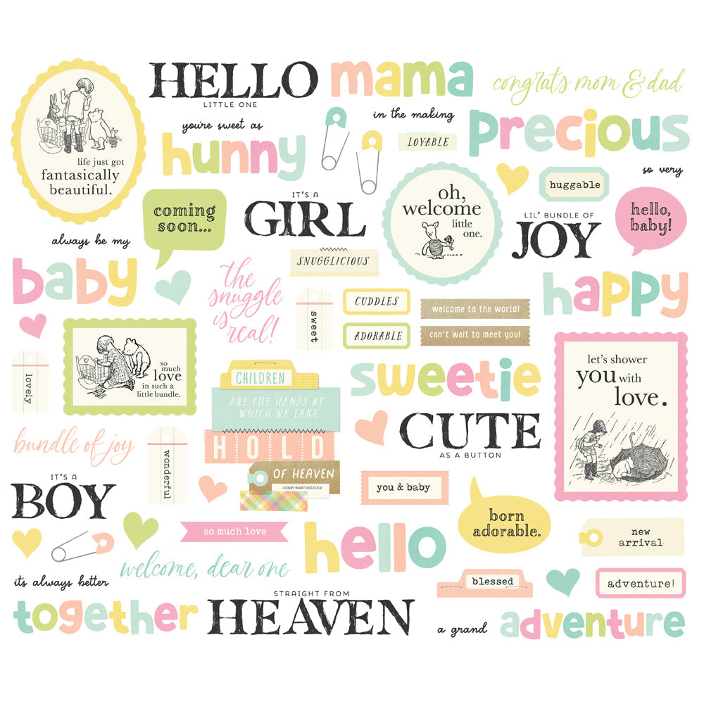 Simple Stories Say Cheese Classic Pooh Baby Sentiment Bits & Pieces