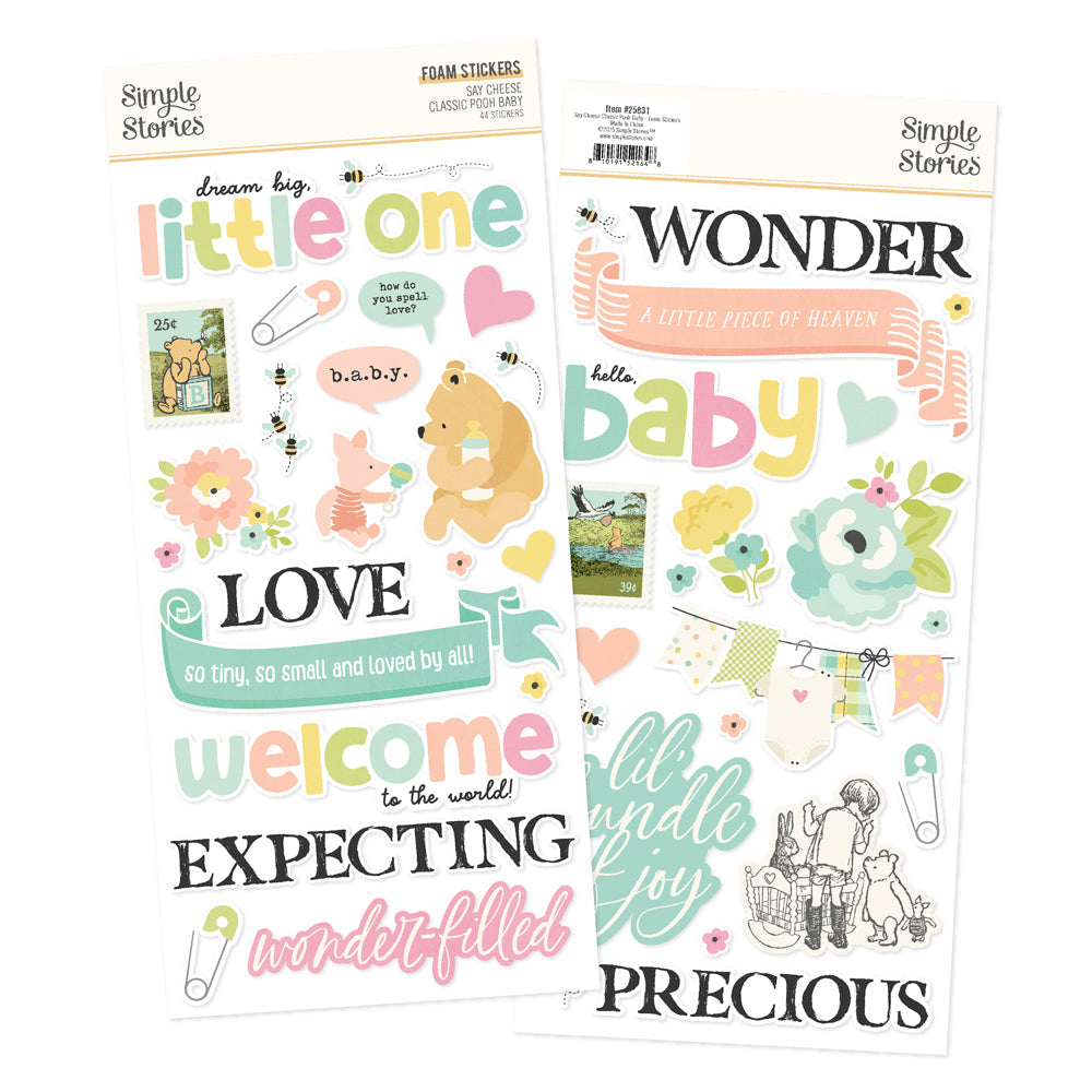 Simple Stories Say Cheese Classic Pooh Baby Foam Stickers