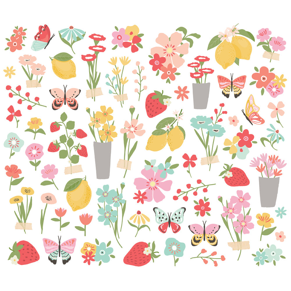 Simple Stories Pink Lemonade Floral Bits & Pieces