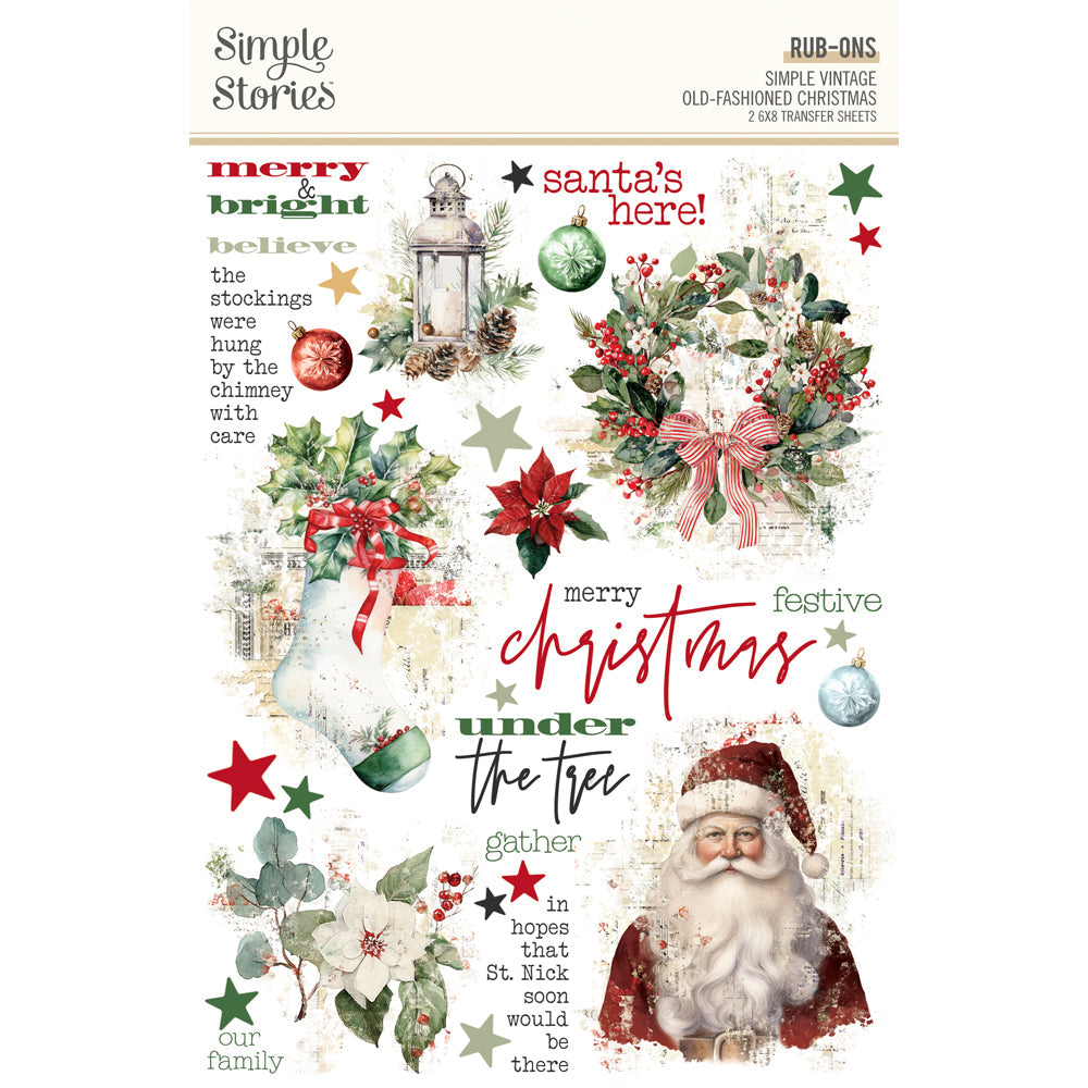 Simple Stories Simple Vintage Old-Fashioned Christmas Rub-On Transfers