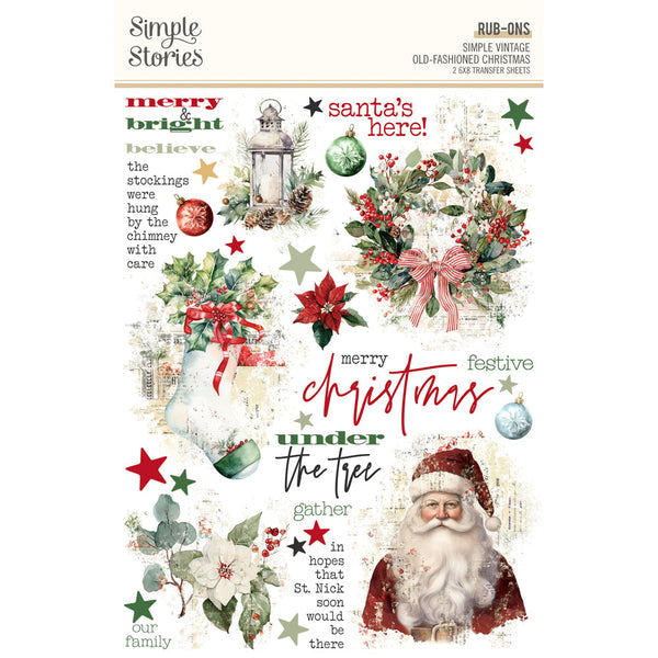Simple Stories Simple Vintage Old-Fashioned Christmas Rub-On Transfers