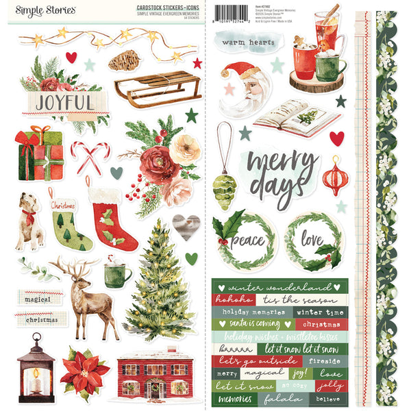 Simple Stories Simple Vintage Evergreen Memories Cardstock Stickers - Icons