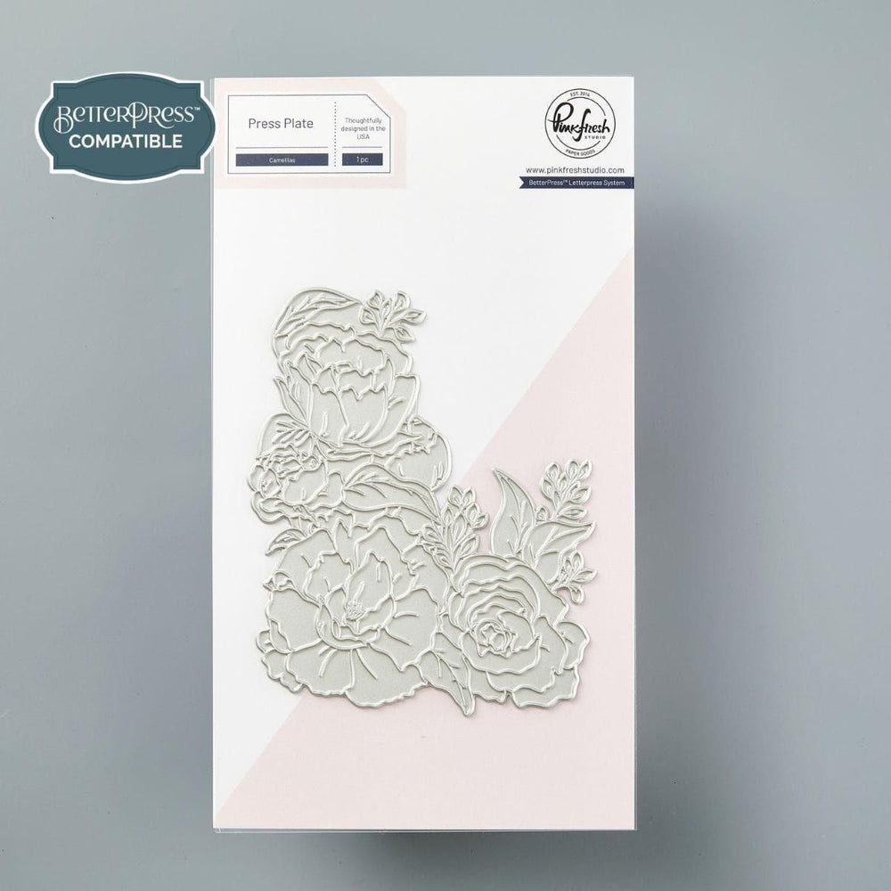 PinkFresh Studio Camellias Press Plate