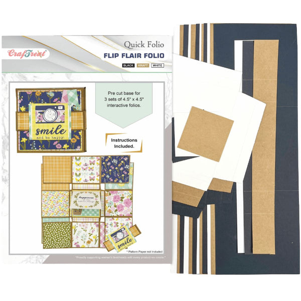 Quick Folio - Flip Flair Folio - Black, Kraft and White (3 PK)