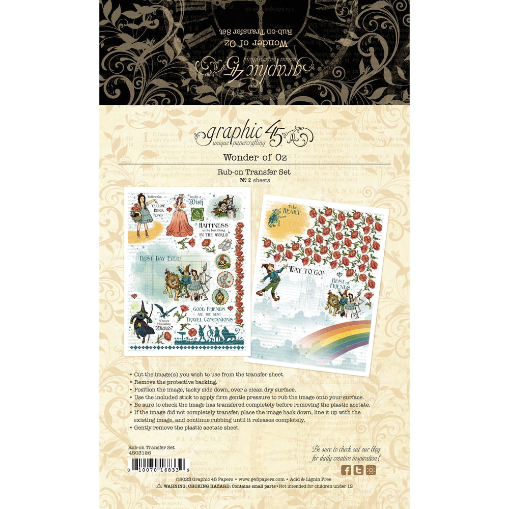 Graphic 45 Wonder of Oz Rub-on Transfers