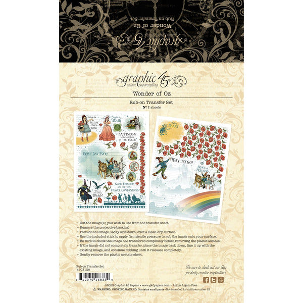 Graphic 45 Wonder of Oz Rub-on Transfers