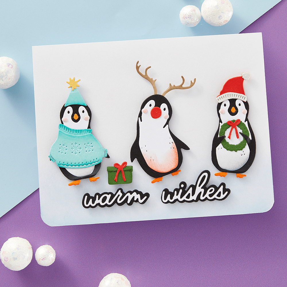Playful Penguins Etched Dies by Simon Hurley