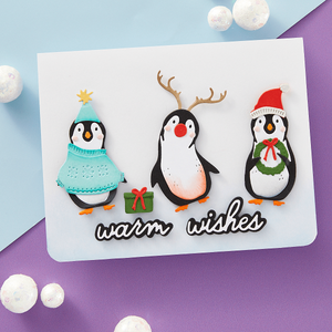 Playful Penguins Etched Dies by Simon Hurley