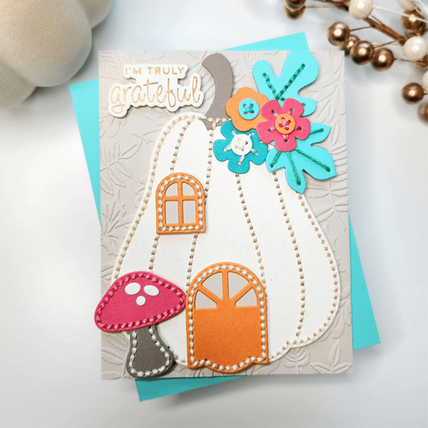 Felt Pumpkin Lane House Etched Dies by Nichol Spohr