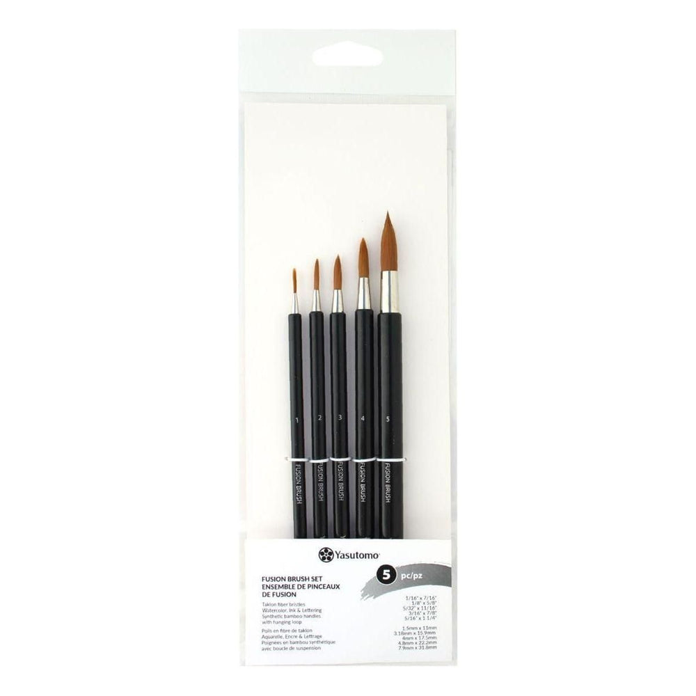 Yasutomo Fusion Brush Set 5 piece lifestyle with watercolor