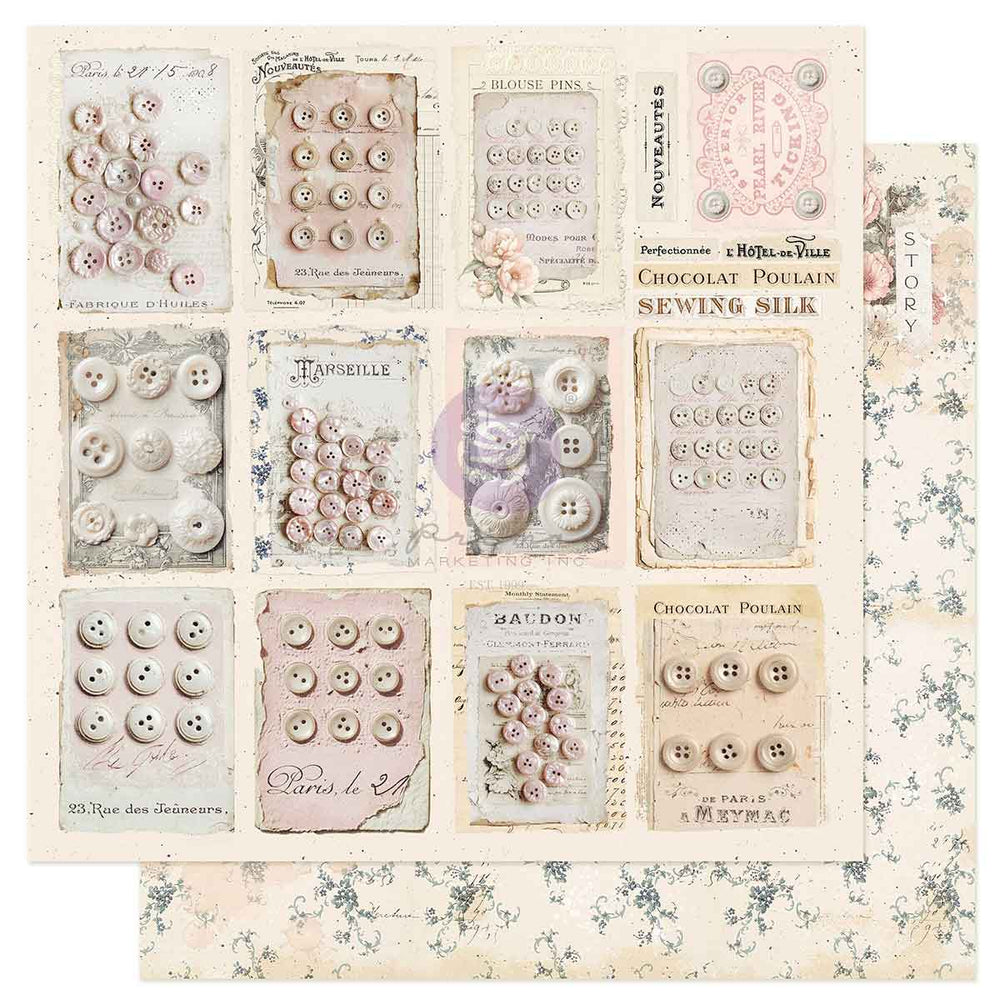 Prima Buttons & Keepsakes by Frank Garcia 12 x 12" Paper Pad