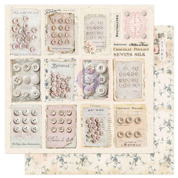Prima Buttons & Keepsakes by Frank Garcia 12 x 12" Paper Pad