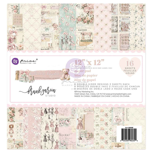 Prima Buttons & Keepsakes by Frank Garcia 12 x 12" Paper Pad