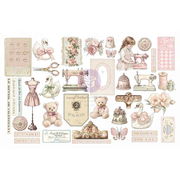 Prima Buttons & Keepsakes by Frank Garcia Stitched Clippings Ephemera