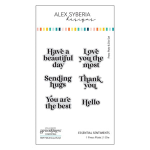 Alex Syberia Designs - Essential Sentiments BetterPress Plate and Die Set