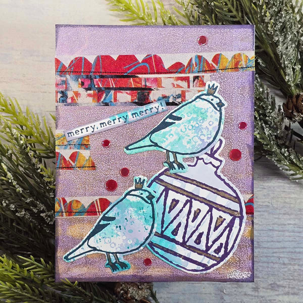 Merry, Merry, Merry Bird Registration Press Plate & Die Set by Dina Wakley