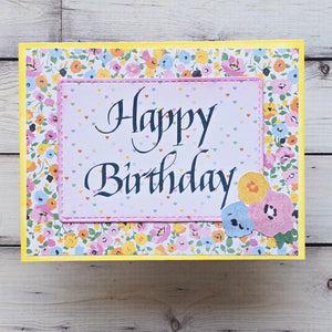 Upright Italic Happy Birthday Press + Foil Plate by Paul Antonio