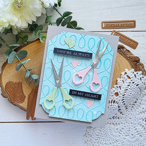 Sharon's Scissors Etched Dies in Honor of Sharon Klima