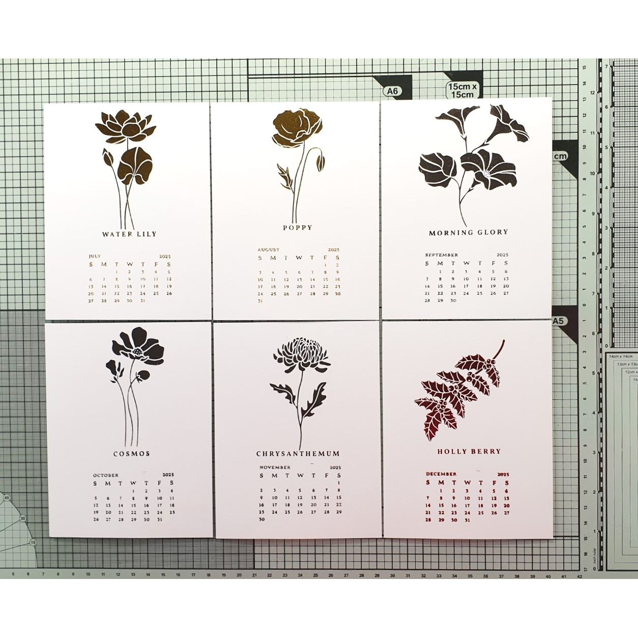 2025 DIY Calendar Press Plates from the Florals Through the Year Collection