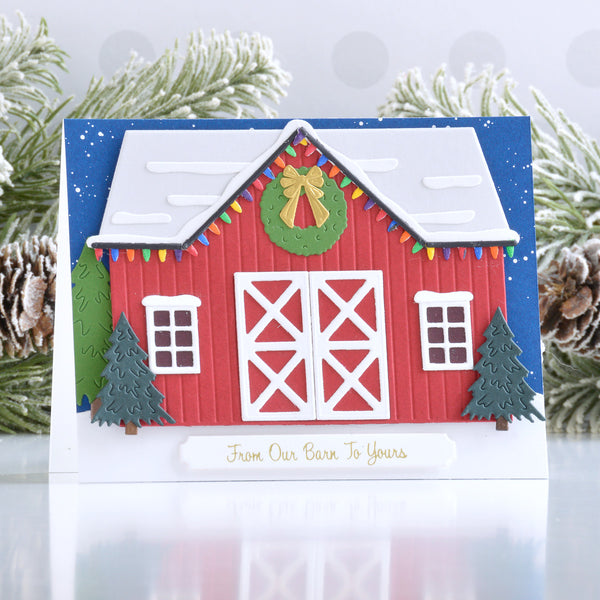 Country Christmas Barn Etched Dies by Annie Williams