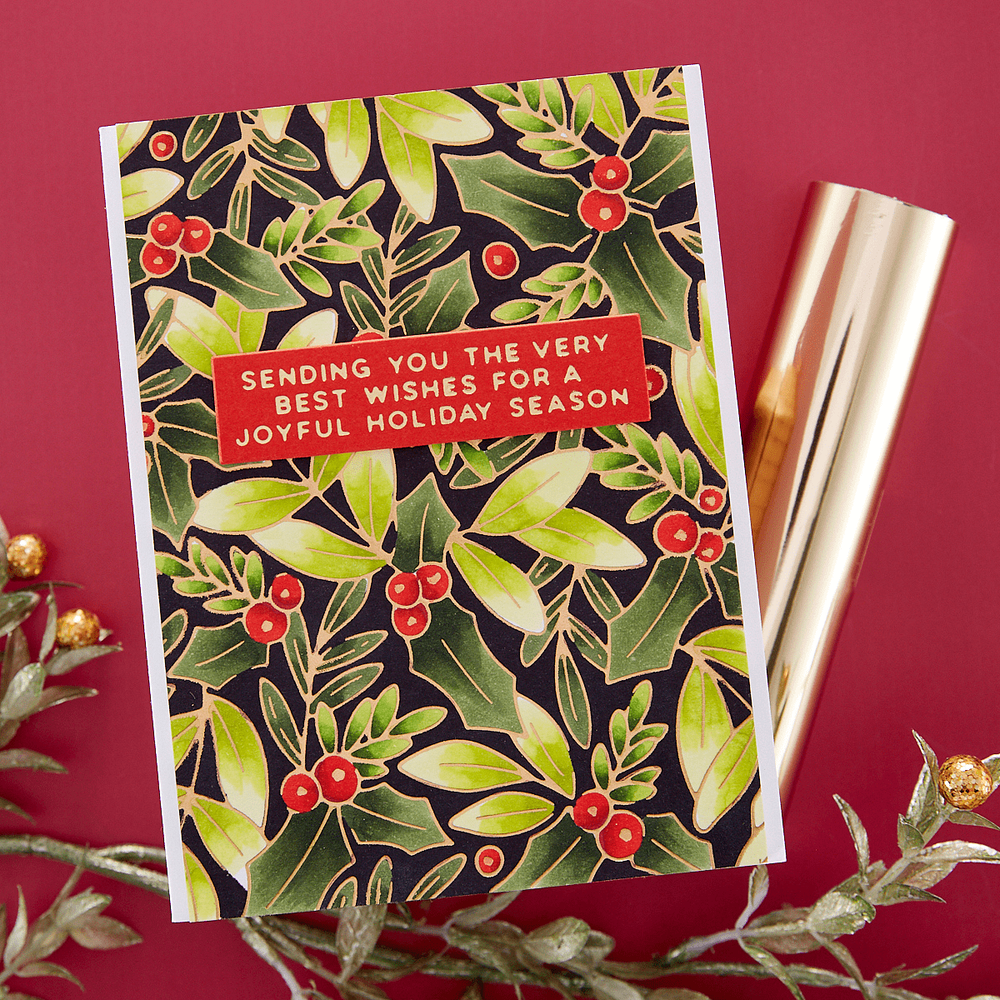 Glimmer Holly Background Hot Foil Plate from the De-Light-Ful Christmas Collection by Yana Smakula