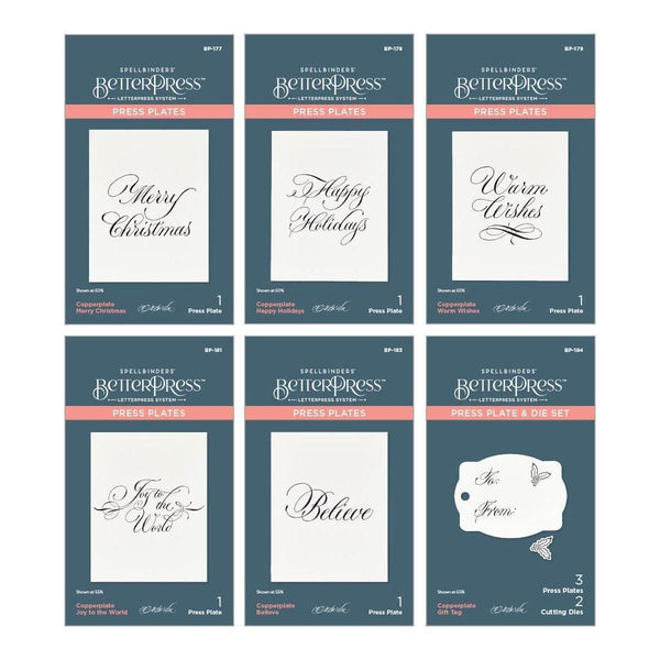 Copperplate Holiday Sentiments BetterPress Plates Bundle  by Paul Antonio