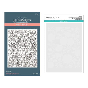 Winter Rose Background BetterPress and Stencil Bundle from the Handmade Holidays Collection