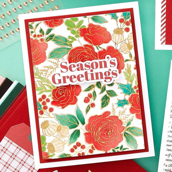 Winter Rose Background Press Plate from the Handmade Holidays Collection