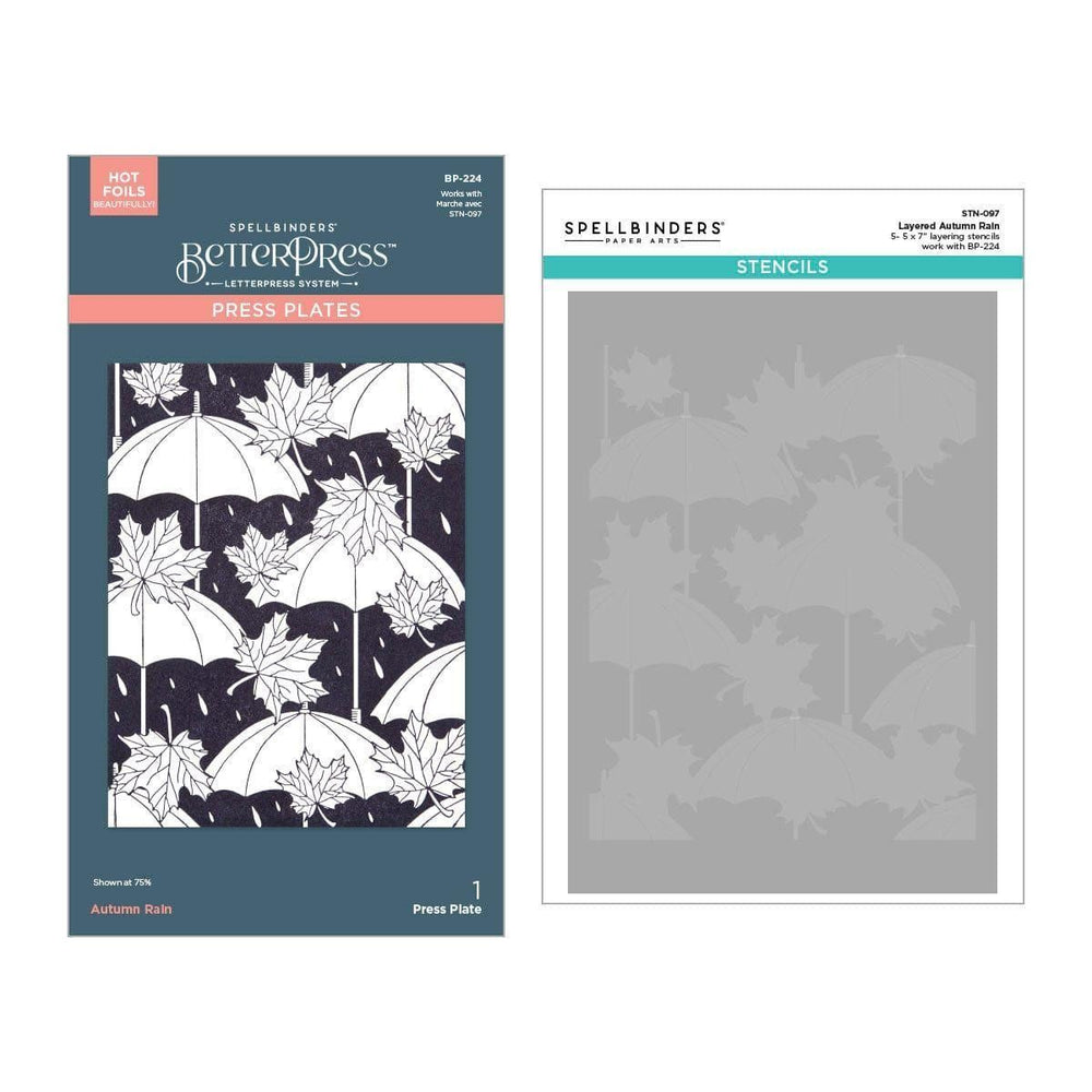 Autumn Rain BetterPress & Stencil Bundle from the Falling Leaves Collection