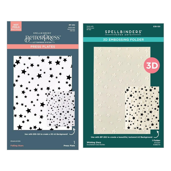 Wishing and Falling Stars 3D Embossing Folder and BetterPress Bundle