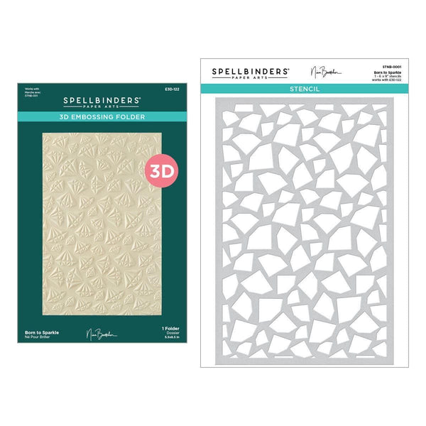Born to Sparkle 3D Embossing Folder and Stencil Bundle from the Bougie Birthday Collection by Nina Boettcher