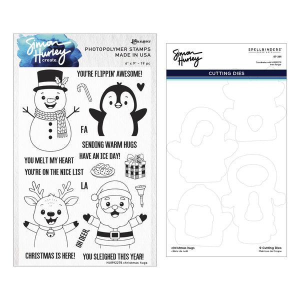 Christmas Hugs Stamp and Die Bundle by Simon Hurley